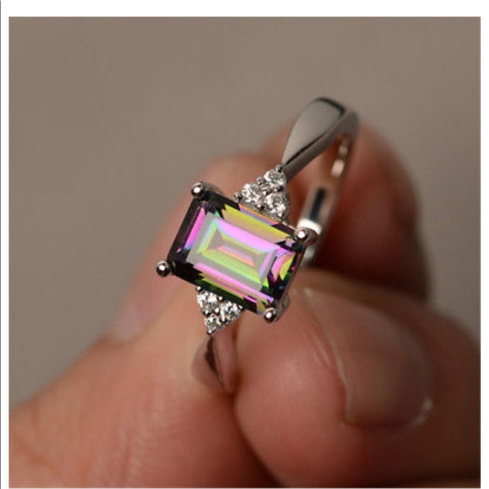 NEW 925 sterling silver Ring Mystic Fire Topaz - Picture 2 of 6